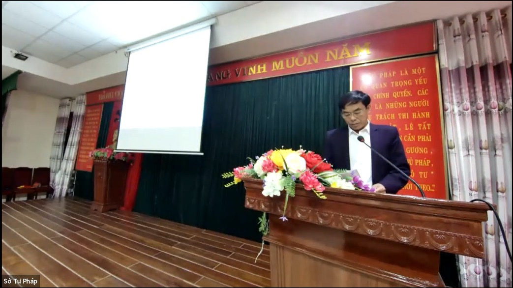 Phó Giám đốc Sở Tư pháp tỉnh Vĩnh Phúc phát biểu khai mạc