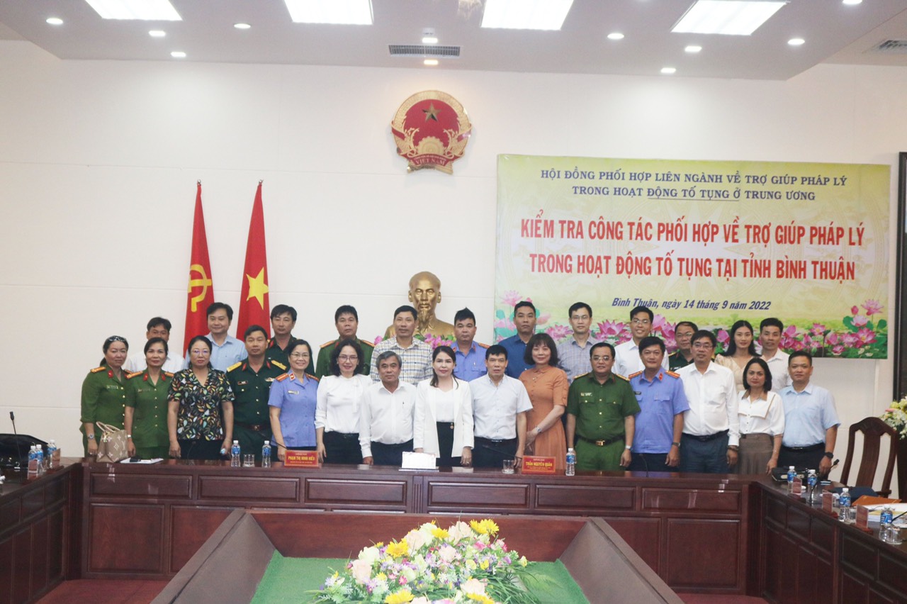 Kiểm tra công tác phối hợp trợ giúp pháp lý trong hoạt động tố tụng tại Bình Thuận